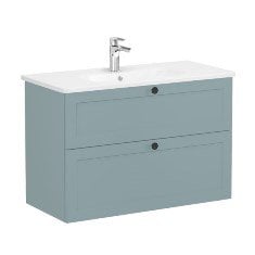 Vitra Root Classic 68886 Lavabo Dolabı, İki Çekmeceli, 100 Cm, Mat Fiyord Yeşili, Yuvarlak Lavabolu